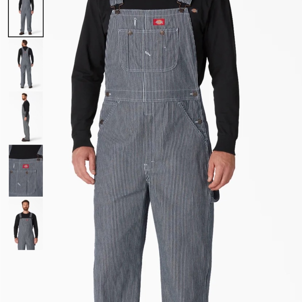 Dickies Black and White Striped Overalls